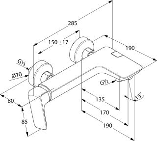 Смеситель для ванны и душа Kludi Ameo хром 416710575